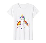 Einhorn für Mädchen mit Regenbogen und Sternen T-Shirt