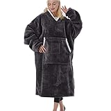 NIULAA Hoodie Decke mit Ärmeln Kuscheldecke mit Ärmeln Grau Lang...
