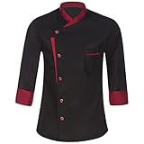 iiniim Unisex Kochjacke Herren Damen Langarm Chef Uniform Bäckerjacke...