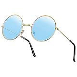 Weewooday Hippie Vintage Sonnenbrille Retro Runde Brille für Herren...
