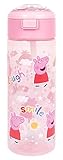 Peppa Pig - Kinder-Wasserflasche mit Strohhalm – rosa Peppa Wutz...