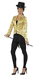 Smiffys Damen Pailletten Frack Jacke, Größe: 40-42, Gold, 21229