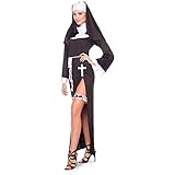 Folat 21946 - Sexy Nonne Kostüm, L-XL, Schwarz