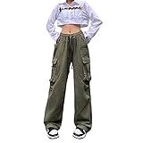 Linsennia Cargohose Damen Baggy Y2k Cargo Parachute Pants Weite...