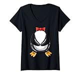 Damen Pinguin-Kostüm Halloween T-Shirt mit V-Ausschnitt