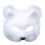EQLEF White Fox Gesichtsmaske, mit Kitten Webpelz Maskerade Halloween...