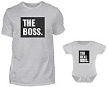 Papa Baby Partnerlook Set In Grau- The Boss The Real Boss Papa TShirt...