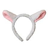 Weißes und rosafarbenes Lamm Ohren Alice Haarband Stirnband Fancy...