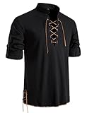 LucMatton Herren Retro Schnürung Mittelalter Kostüm Hemden für...
