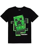 Minecraft T-Shirt Jungen Creeper Innerhalb Schwarzer Kurzarm-Gamer-Top...