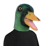 PARTYGEARS Halloween Grüne Ente Maske Latex Tier Vollkopfmaske für...