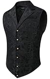 HISDERN Herren Paisley Formelle Weste Schwarz Bedruckt Gothic...