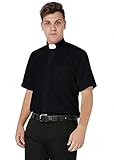 IvyRobes Herren Priesterhemd Pfarrer Kurzarm Priester Klerus Hemd...