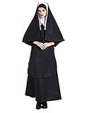 EZSTAX Nonne Kostüm Damen Robe Maria Verkleidung Mittelalter Umhang...