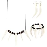 BBTO 3 Stück Karneval Halskette Ohrring Armband Zahn Schmuckset für...