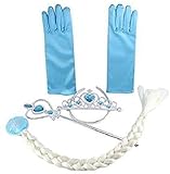 Vicloon Eisprinzessin Set aus Diadem, Handschuhe, Zauberstab, Zopf 3-9...