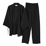 un-brand Japanischer Kimono-Baumwoll-Hanfu-Pyjama-Anzug für Herren in...