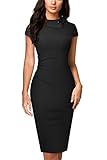 HOMEYEE Damen Vintage Revers Geraffte Bodycon Business Bleistiftkleid...