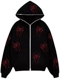 OLIPHEE Herren Kapuzenpullover Übergroßes Hoodie Skeleton Druck Full...