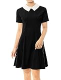 Allegra K Damen A Linie Kurzarm Panel Bubikragen Minikleid Kleid...