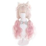 Lolita Perücke 65cm Lange Lockige Kirschblütenpulver Rosa Gradient...