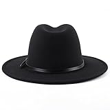 ericotry Klassischer Fedora-Hut mit Gürtelschnalle, breiter Krempe,...