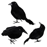 3 Stück Halloween Krähen Künstliche Gefiederte Krähen Realistische...