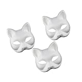 STOBOK Tiermasken Blank White Cat Wolf Cosplay Masken 3 Stücke...