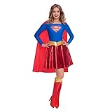 Amscan - Erwachsenenkostüm Supergirl, Kleid, Umhang, Beinstulpen,...