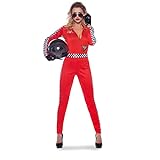 Folat 21942 Damen Formel 1 Rennfahrer Sexy Jumpsuit, S-M, rot, L-XL