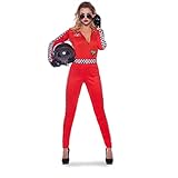 Folat 21942 Damen Formel 1 Rennfahrer Sexy Jumpsuit, S-M, rot, L-XL
