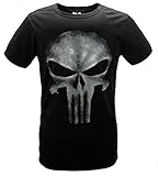 Fuman The Punisher T Shirt Skull Frank Castle Cosplay Schwarz Kurzarm...