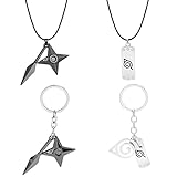 simyron 4 Stück Anime Kette + Schlüsselanhänger, Schmuck mit Metall...