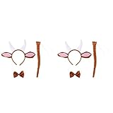 Lurrose 2 Sets Tierohren Und Hörner Stirnband Schwanz Fliege Ziege...