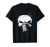 Marvel The Punisher White Ink Splatter Skull Logo T-Shirt