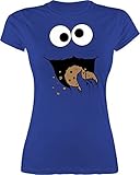 Shirt Damen - Karneval & Fasching - Keks-Monster - L - Royalblau -...
