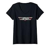 Damen Top Gun Klassisches Logo T-Shirt mit V-Ausschnitt