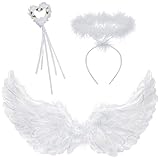 Engelsflügel Weiß 60CM Engel Kostüm Kinder Erwachsene mit Halo...
