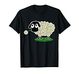 Schwarzes Schafkostüm Kinderblumen Wolle Damen süße Frau T-Shirt