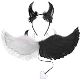 DPKOW Engelsflügel Weiß Schwarz Teufelsohren Teufel Ohren Haarband...