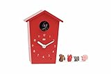 KOOKOO AnimalHouse Rot, Moderne kleine Kuckucksuhr mit 5...