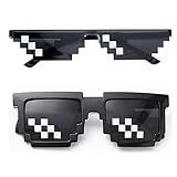Bymivofun 2 Paar Pixel Mosaik Brille, Pixel Sonnenbrille, Thug Life...