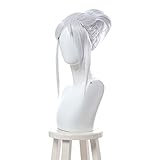 MTnoble Perücke silbrig weiße Perücke hitzebeständige synthetische...