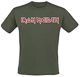Iron Maiden Logo Männer T-Shirt Khaki L 100% Baumwolle Band-Merch,...