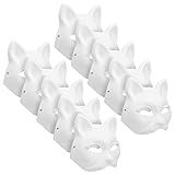 Kisangel Weiße Katzenmaske 10 Stücke Unbemalte Katzenmaske Leere...