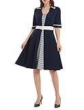 Yieks Damen 50er Jahre Kleider Vintage Festlich Marine Matrosen Kleid...