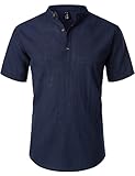 LucMatton Sommerhemd Herren, aus Baumwolle, Leinen, Kurzarm, casual...