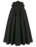 Damen Steampunk Maxirock Gesmokter Hoher Taille mit Knöpfen...