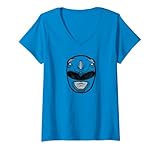 Power Rangers Blue Ranger Mask T-Shirt mit V-Ausschnitt