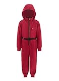 ReliBeauty Gamer Kostüm Jumpsuit Kinder mit Maske, Rot,150